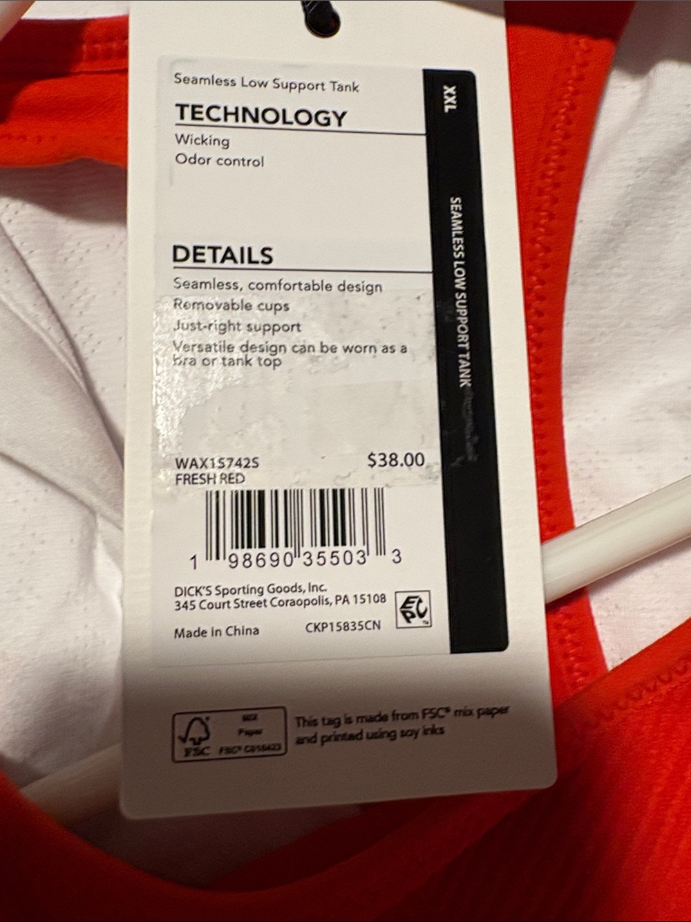 Red Ribbed Racerback Tank Top Calia - Picture 5 of 5